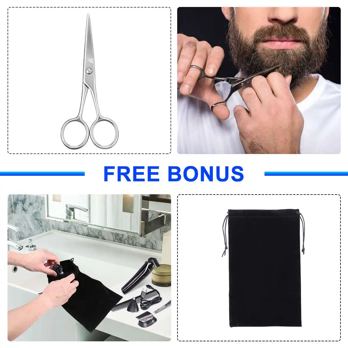 

12 in 1 Cordless Multifunction Hair Clipper Professional Hair Beard Trimmer Mustache Grooming Kit Nose Ear Cutting Machine Men