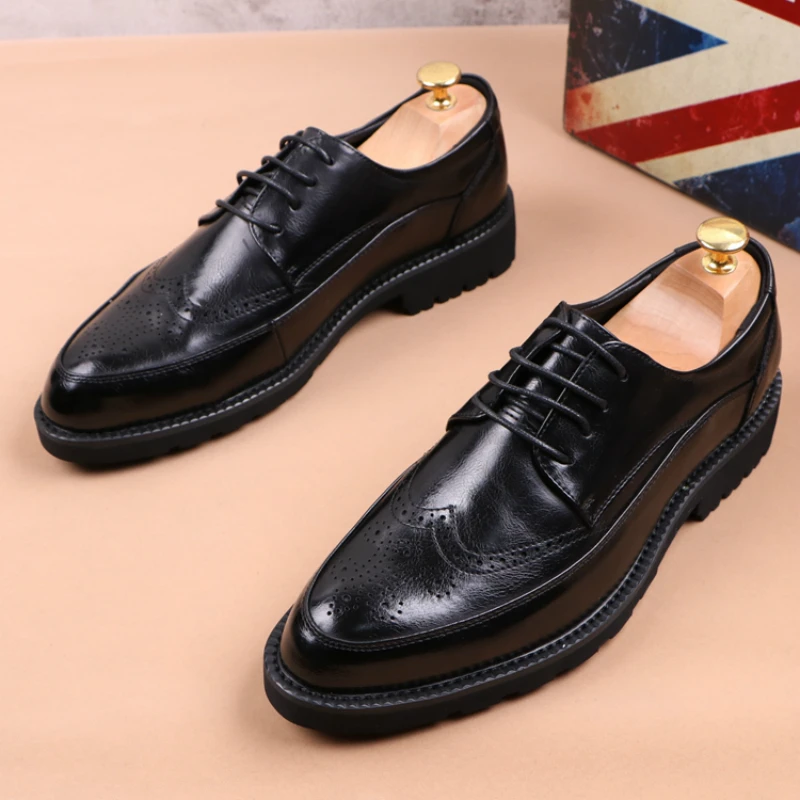 

men's casual business wedding formal dresses cow leather bullock shoes carved brogue shoe black oxfords sneakers zapatos hombre