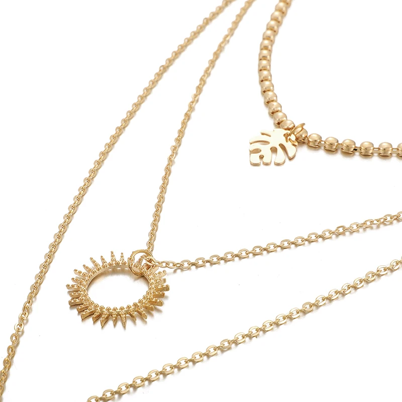 Tocona Bohemian Natural Moon Stone Pendant Necklace for Women Hollow Geometric Summer Leaf Chain Jewelry Drop Shipping 8879 | Украшения и