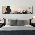 Традиционный китайский стиль дзэн Лотос растение кран Холст Картина, печатный плакат Декор Настенная картина для гостиной дома офиса