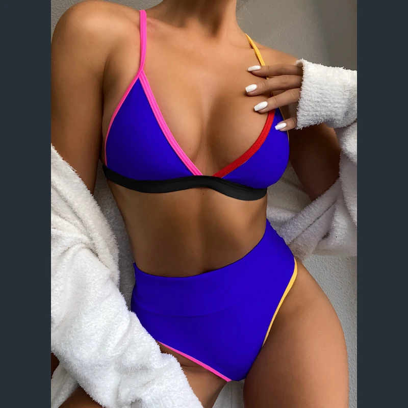 

Bikini 2021 Women Swimsuit Ladies Beach Wear Feminine Swimwear Beachwear Pure Color Female Solid Polyester Sierra Surfer Push Up