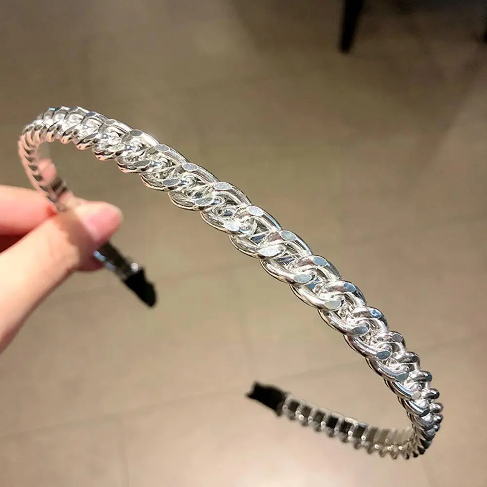 

New Korean Metal Chain Headband For Women Punk Hair Hoops Handmade Thin Hairbands Hair Hoop Wedding Ornaments Hair Accessories