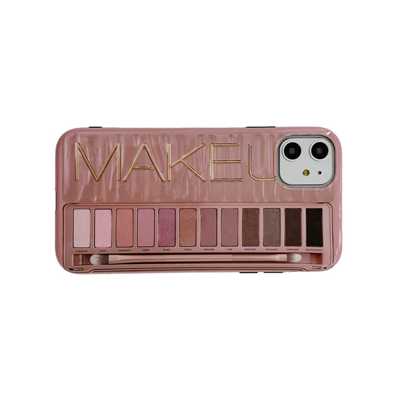 Роскошный сексуальный чехол для макияжа MAKEU eye shadow box для iPhone 6, 6s, 7, 8 Plus, X, XS, MAX, XR, 11 Pro, цвет телесного цвета, тени для век, чехол из розового золота - Цвет: 1