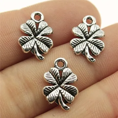 

20PCS/lot 17mm Lucky Irish Four Leaf Clover Charms Antique Silver Color Pendants DIY Making Findings Handmade Tibetan Jewelry