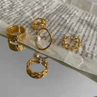 vintage gold color adjustable rings for women retro opening metal finger rings unisex trendy geometric ring fashion jewelry 1
