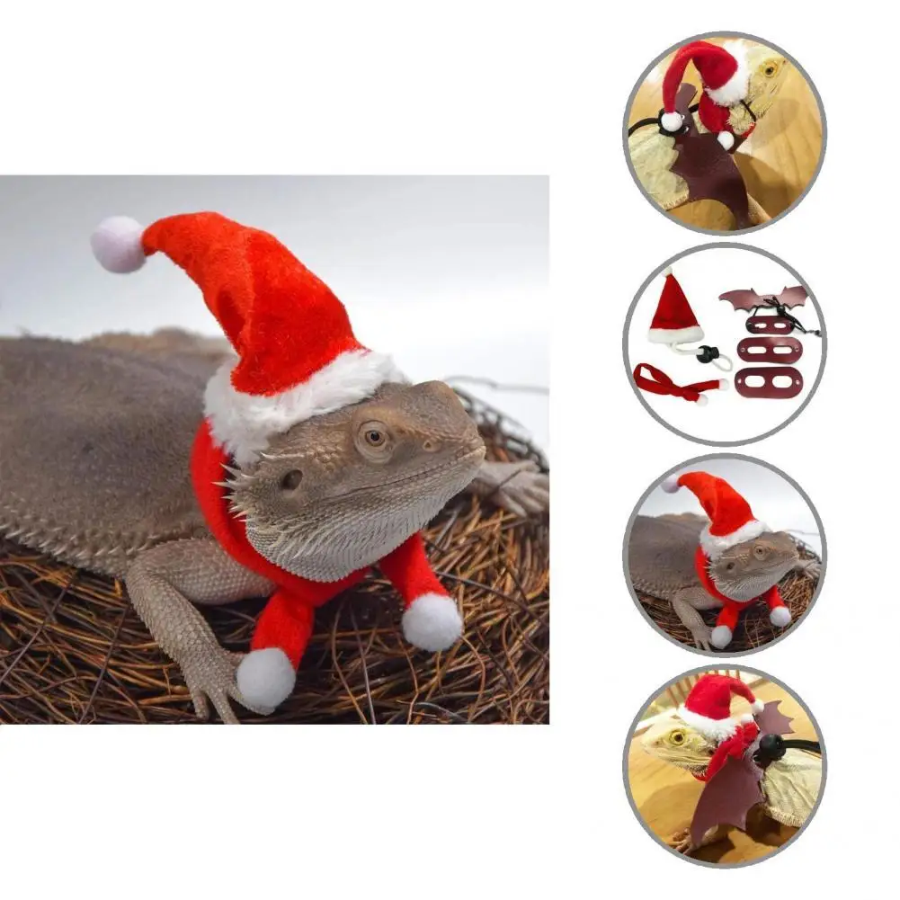 

Vivid Appearance Pet Supplies Smell-less Reptile Christmas Cosplay Photo Prop Lizard Xmas Hat for Outdoor