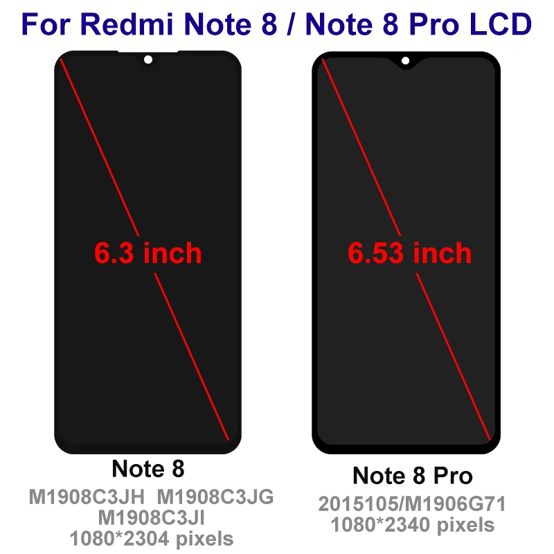 Pantalla LCD de 6,3 pulgadas para m&oacute;vil, montaje de digitalizador con pantalla t&aacute;ctil para Xiaomi Redmi Note 8 PRO, piezas de repuesto-1