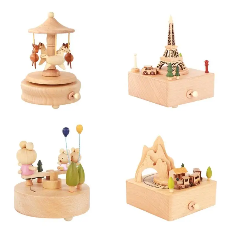 Креативный белоснежный комод вращается Весна здание музыкальная шкатулка Artware