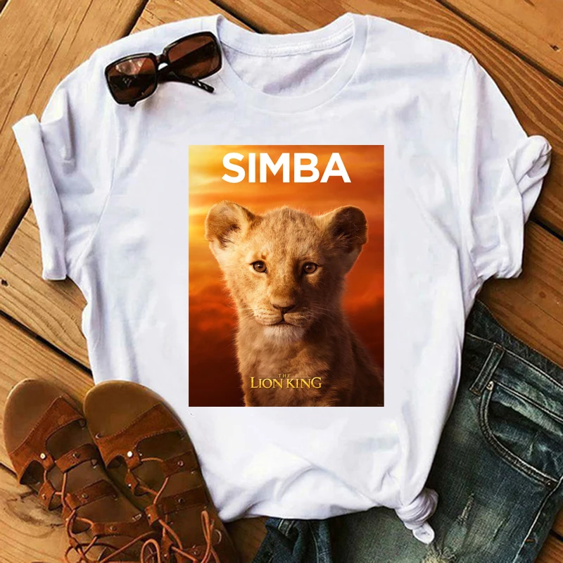 

Lion King Simba Graphic Printed Women T-shirt Unisex Summer Fashion Short Sleeve Tshirts Boys Girls Disney Cartoon Tops Tee