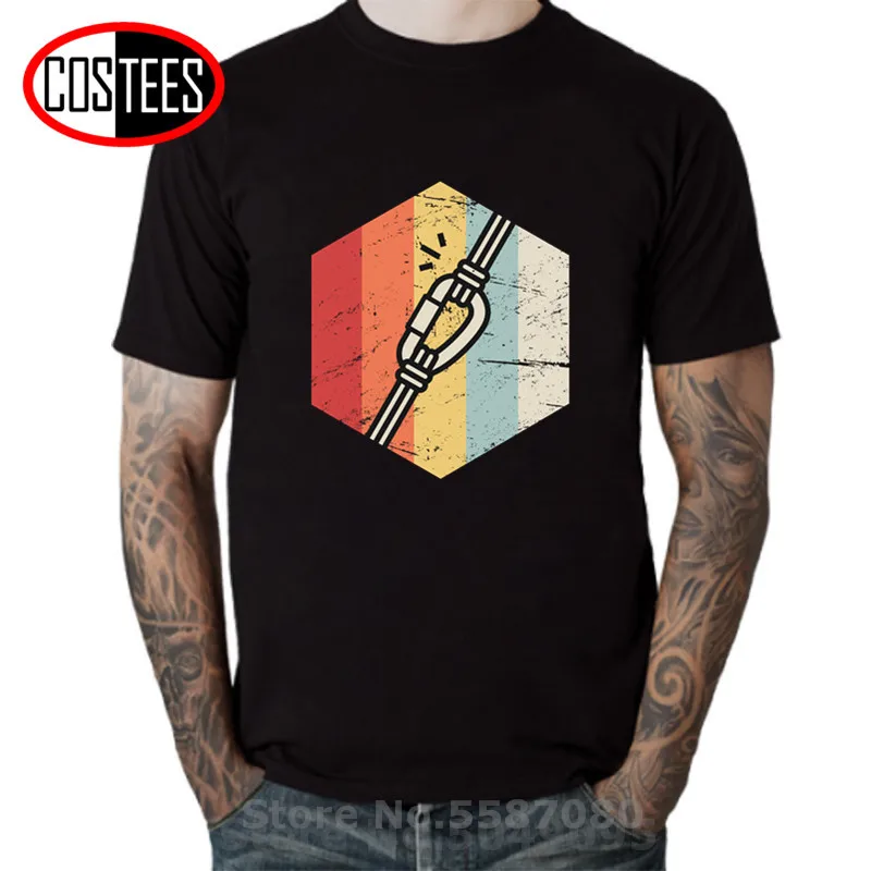 Мужская Винтажная футболка черная из 2020 хлопка с изображением знака