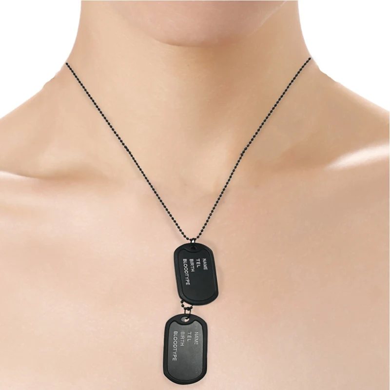 Модная черная четырехрядная Двухрядная цепь с подвеской в стиле милитари