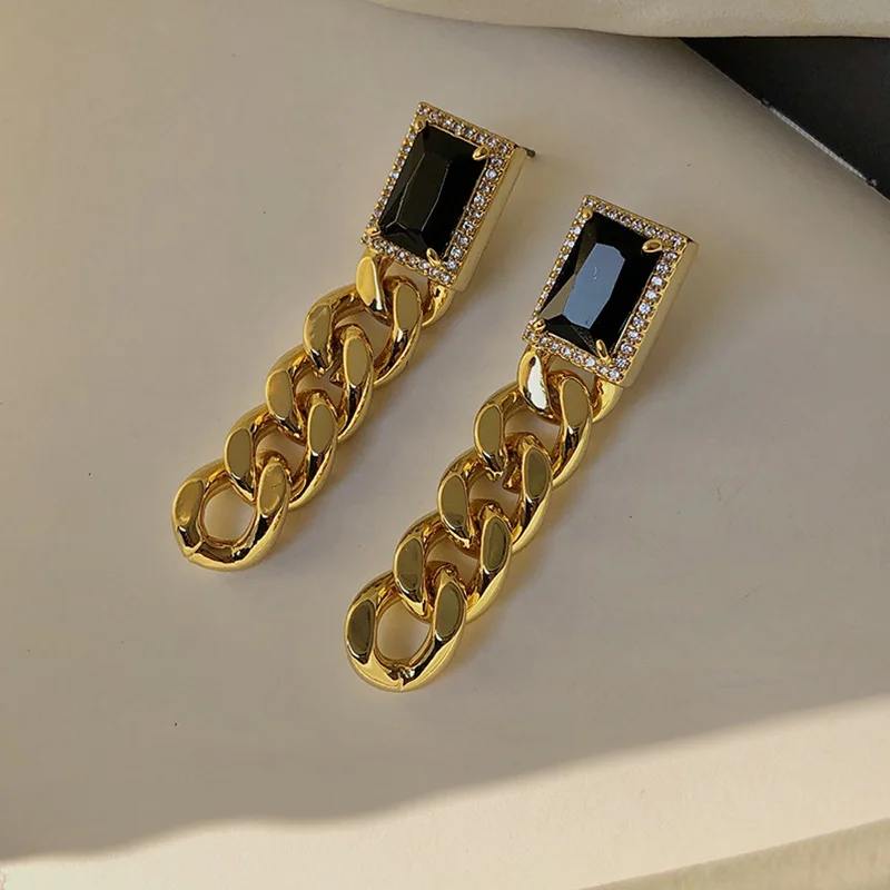 

Women's gift cool wind Europe and America spring and summer gem Chain Earrings long retro fashion earrings Jewellery Accessories