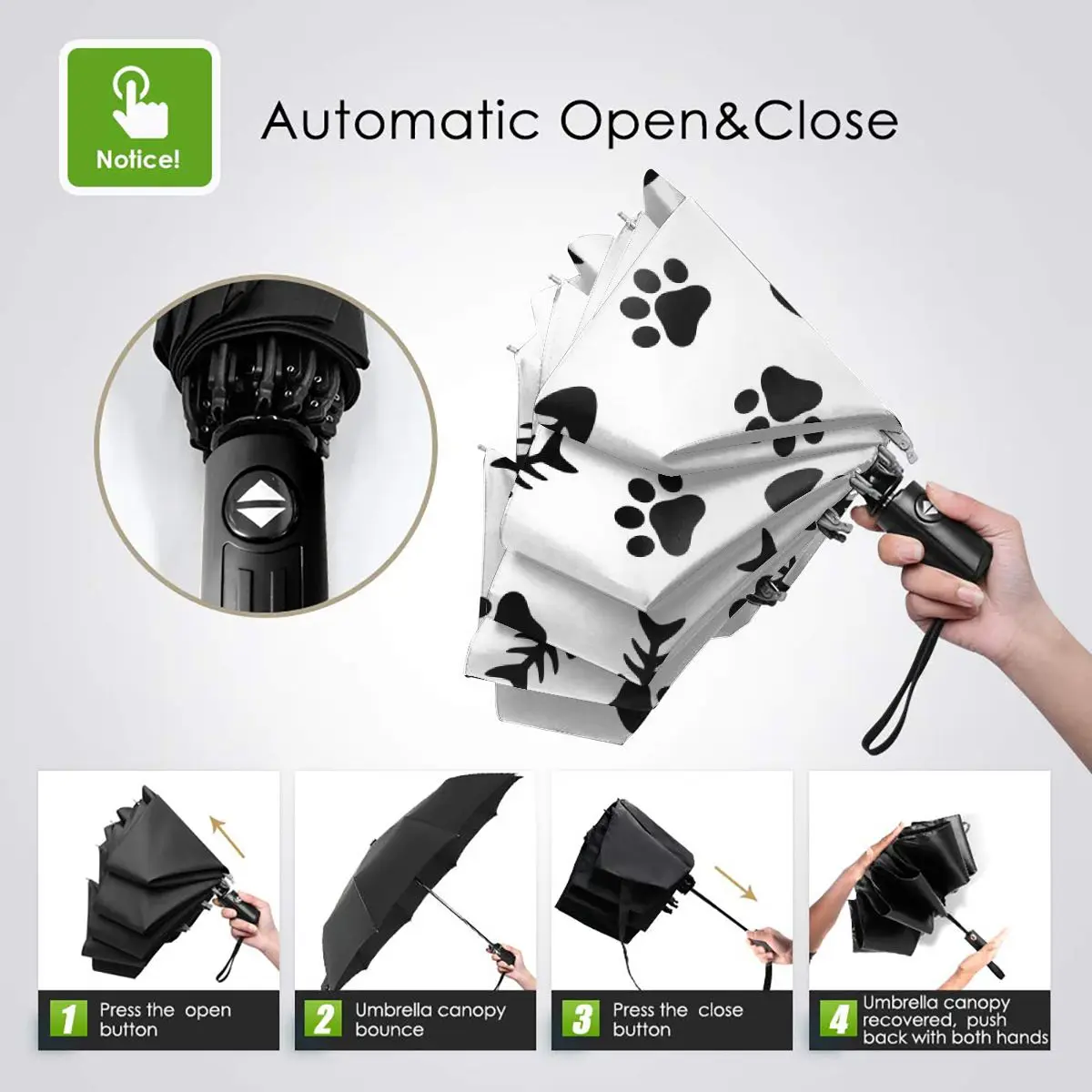 Online Automatico Ombrello Pioggia Donne Three-ombrello Di Lisca Di Pesce E Zampa Di Gatto Ombrello Antivento Femminile Impermeabile Parasole