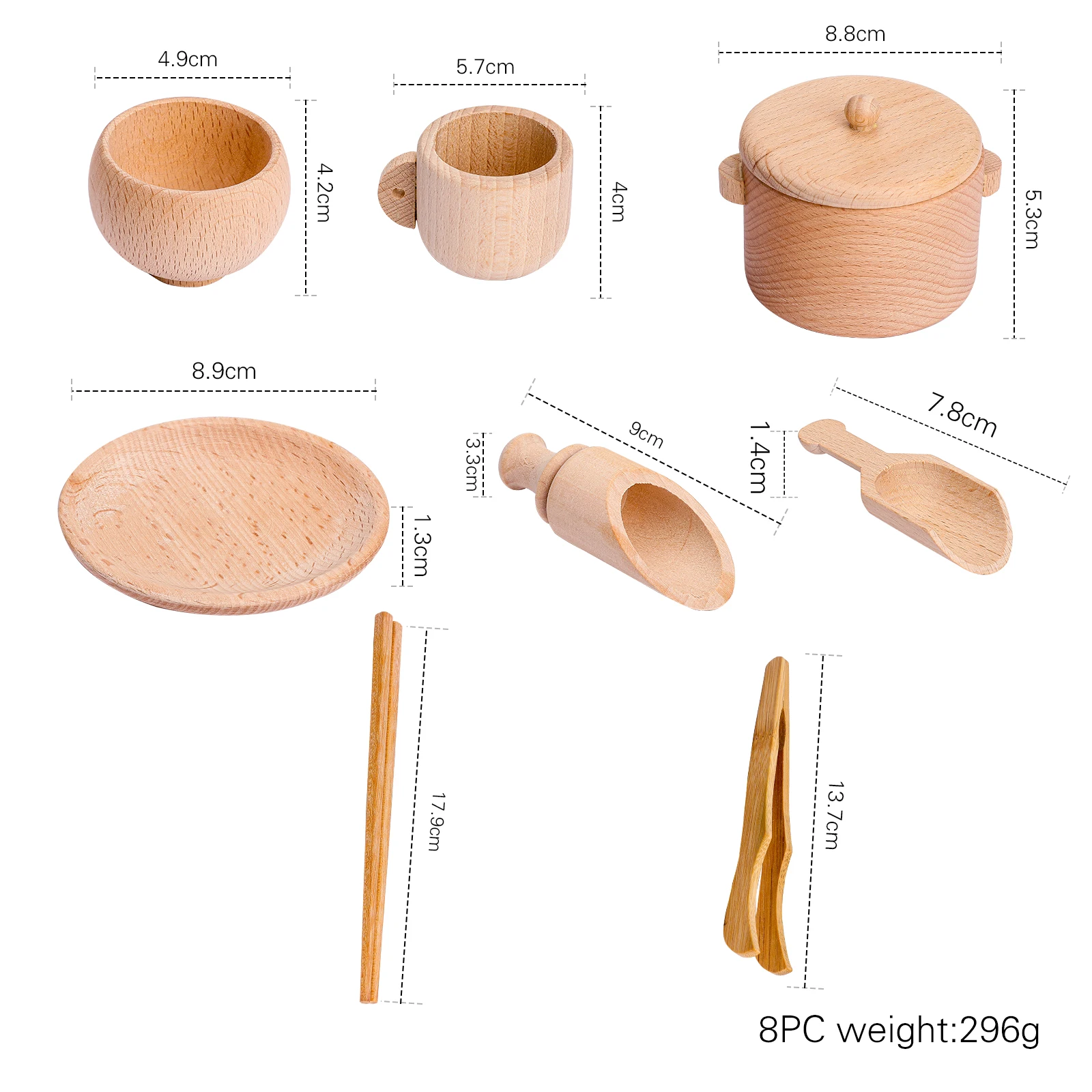

8 Pcs Baby Wooden Kitchen Toy Set Montessori Toy Set Simulation Kitchenware Miniature Food Educational Toys Gift for Kids