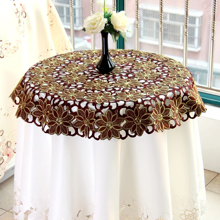 Круглая скатерть для стола свадебного вязания крючком кофейного цвета