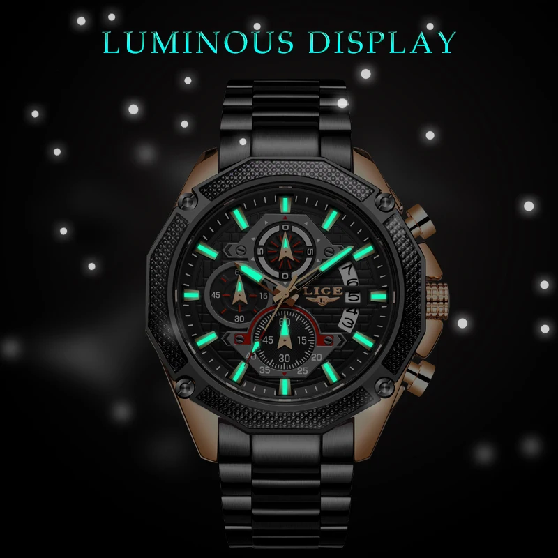 2019 LIGE модные брендовые мужские часы полностью стальные бизнес кварцевые военные
