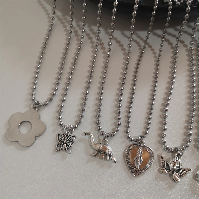 Kpop Ожерелье с бабочкой цветком крестом сердцем французская металлическая