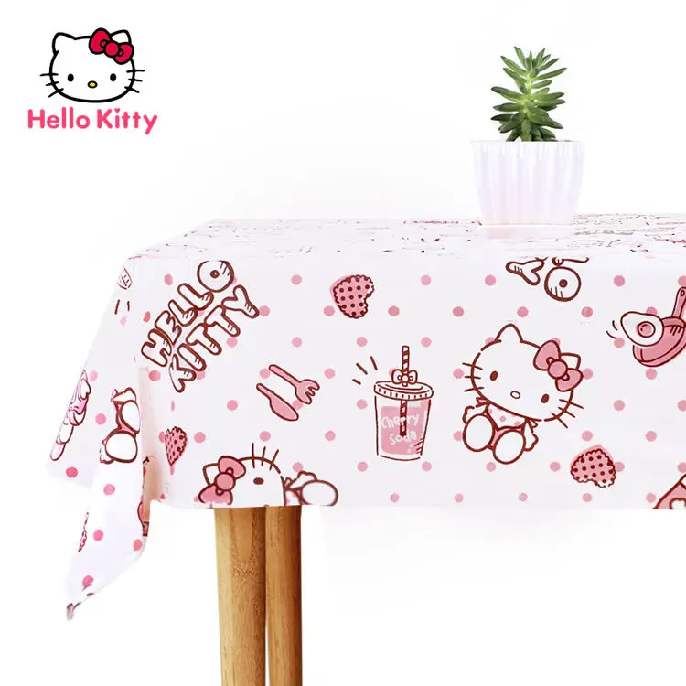 

TAKARA TOMY Hello Kitty Household Printed Tablecloth Thick Waterproof Antifouling Tablecloth 132*178cm Cuttable Picnic Cloth