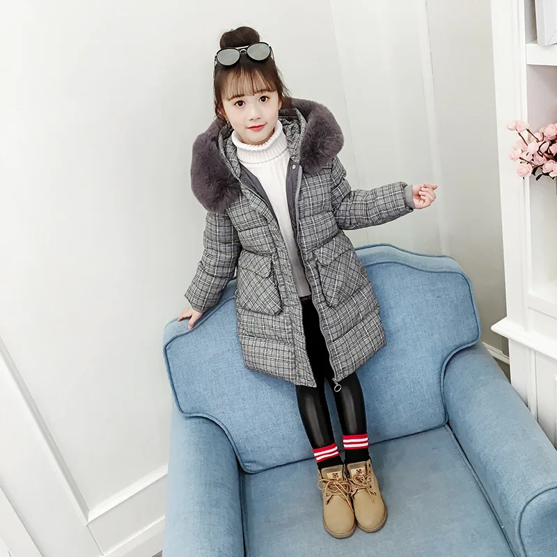 Детская пуховая куртка для девочек теплая длинная парка с капюшоном русской зимы