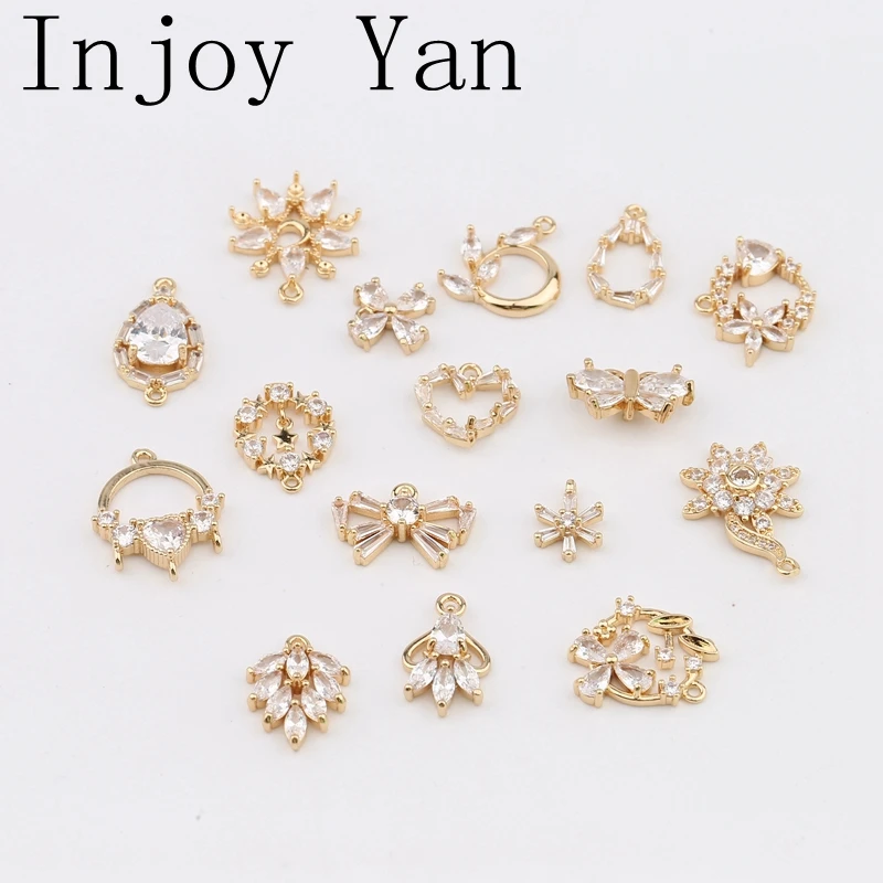 2 шт. ювелирные аксессуары Позолоченные Diy циркониевые подвеска в виде капли воды