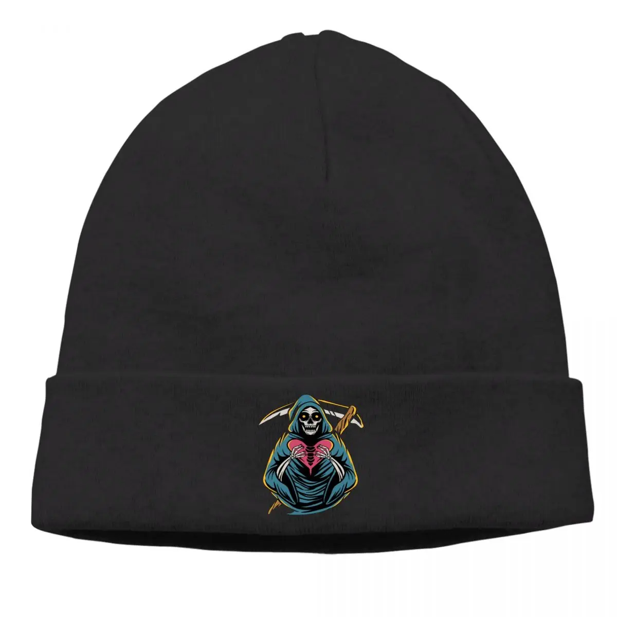 

Bonnet Cycling Knitted Hat Grim Reaper Holding Heart Sign Winter Warm Street Skullies Beanies Caps