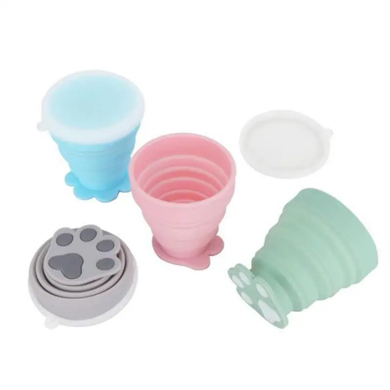 

Meng Claw Silicone Folding Cup Outdoor Cat Claw Telescopic Cup Travel Portable With Cover 200ml