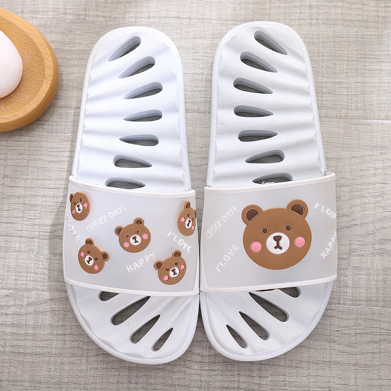 Women's Slippers Hollow Lovely Cartoon Slides Women Fashion Female Summer Slippers PVC Massage Bathing Slippers