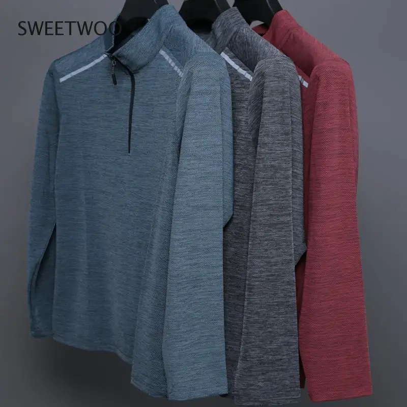

Long Sleeves Men Sports Soccer Training Sports Running Sweatshirt Quick Dry Jogging Zipper Spring Autumn Long Shirts