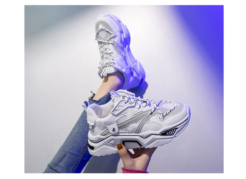 Women Sneakers White Fashion Retro Platform Running Shoes Lady summer footwear Breathable zapatillas de mujer N4-13