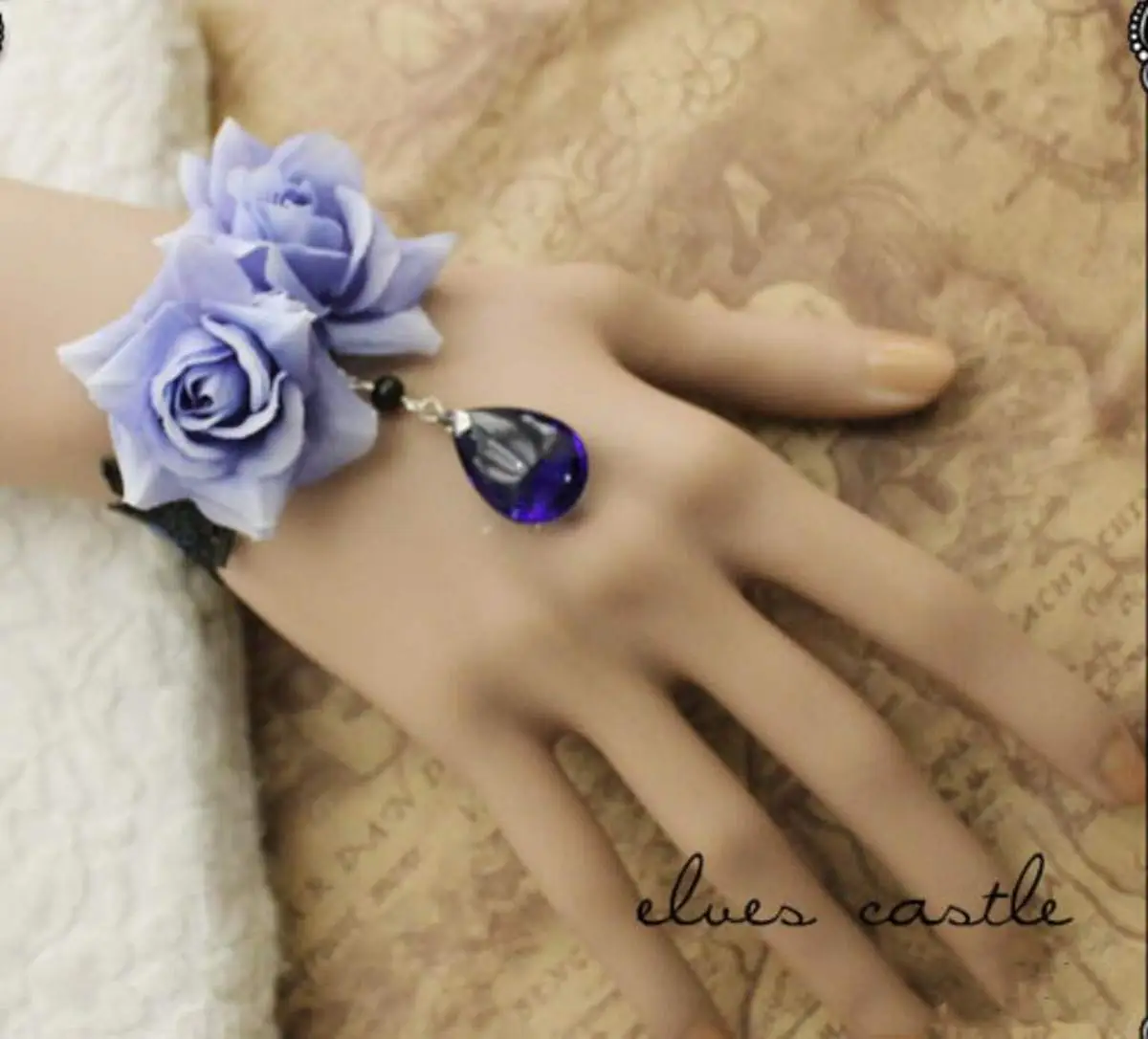 

Gothic Lolita Blue Rose Lace Bracelet Wristband Vampire Fit For Cosplay Hallowmas Party Accessories Retro