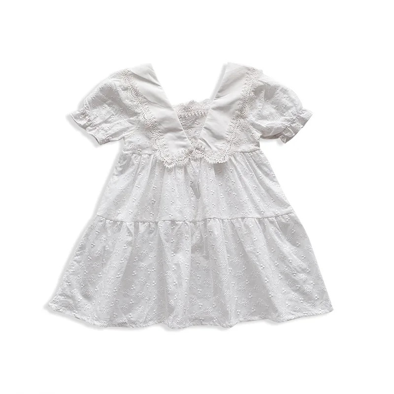 

2021 summer new fashion children's clothing girls pure cotton white princess dress short-sleeved children's fashion baby clothes