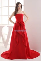 free shipping customized 2014 new design hot seller formal gown brides maid dress maxi dresses long red taffeta evening dresses