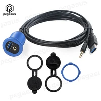 usb 3 0dc 3 5mm male to female audio waterproof cable with led lights for cars and motorcycles
