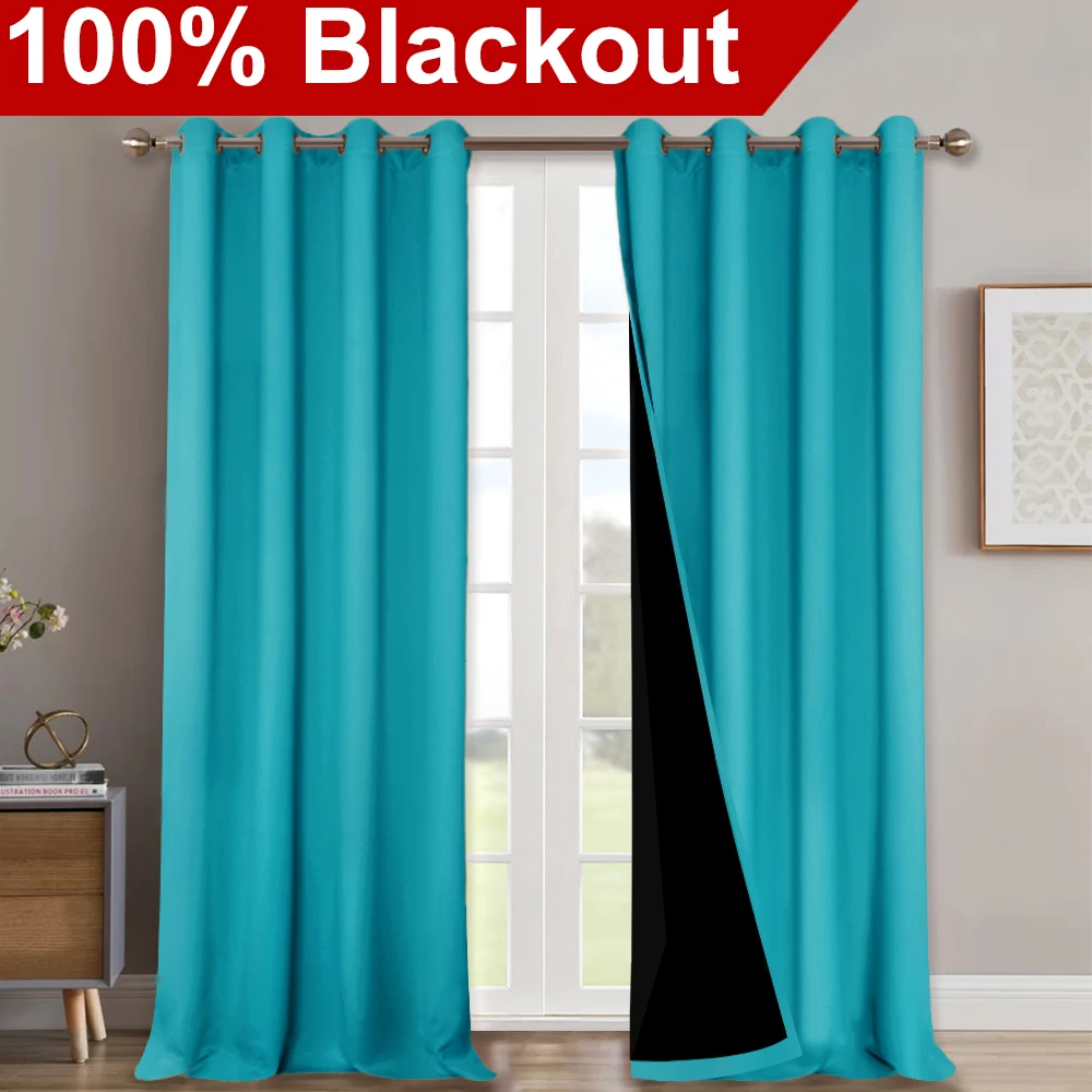Turquoise NICETOWN 1 шт. двойной слой полный затемнение шторы супер толстый изолированный полный затемнение драпировки с черным лайнером для жизни - Цвет: Turquoise