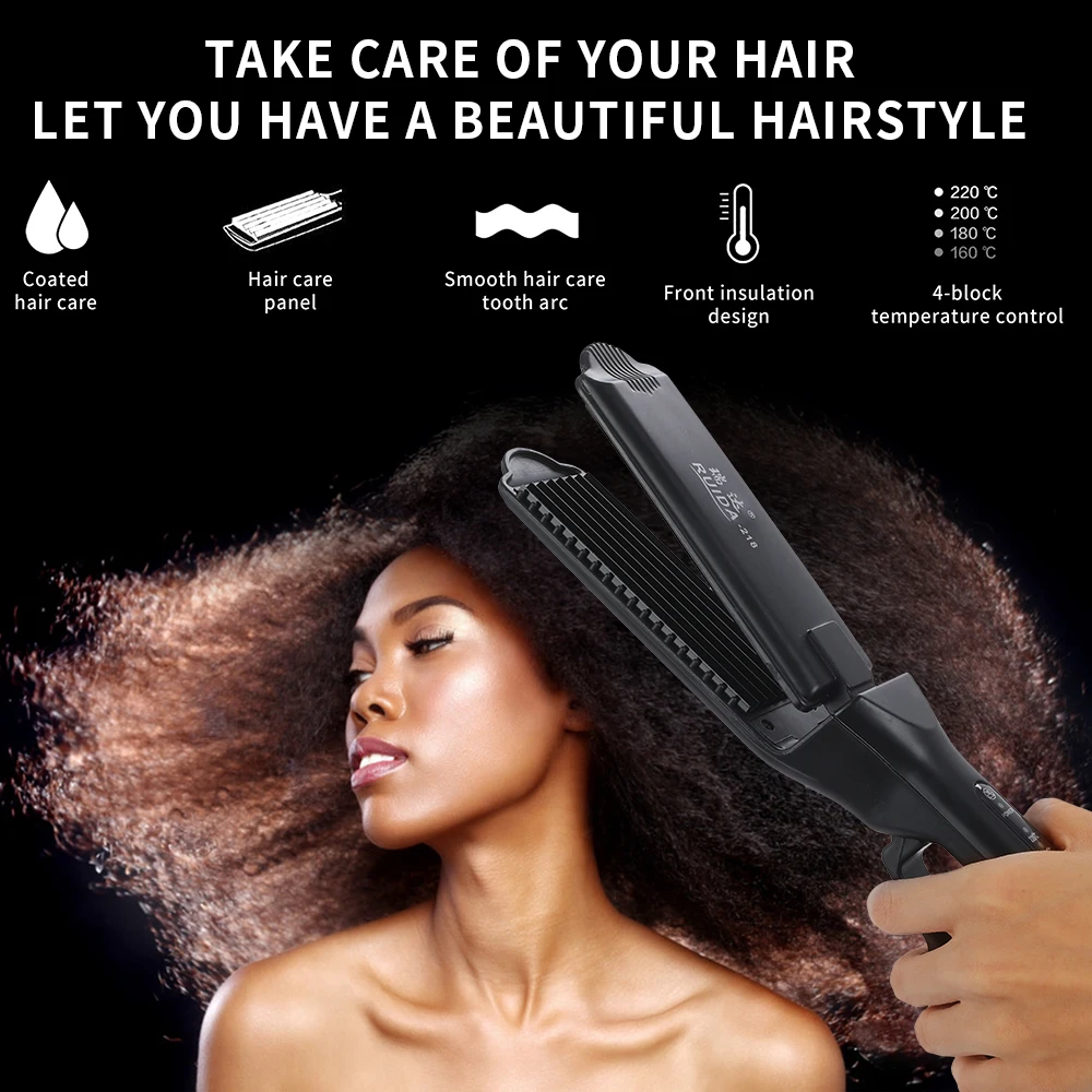 

LSJHA Straightener Hair Curler Corn Perm Splint Wave High Quality Curling Edge Styling Tool Iron Adjustable Temperature