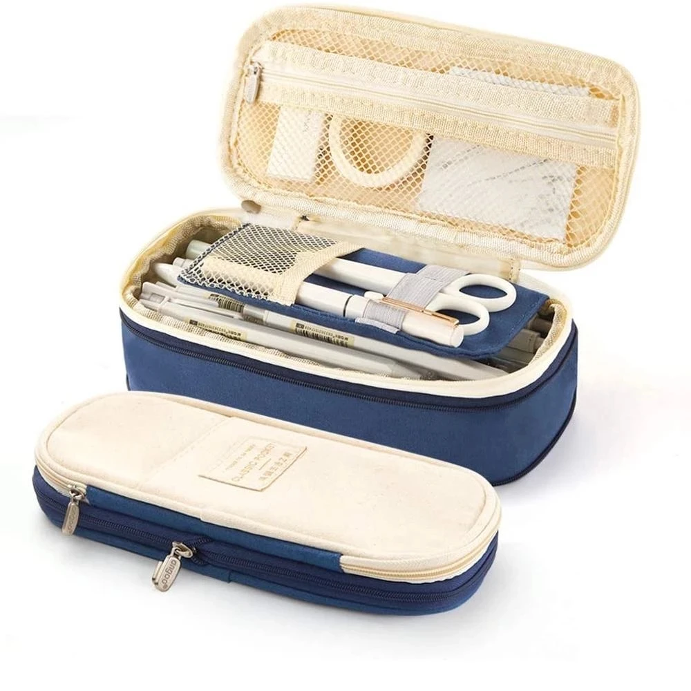 

Classic Pocket Pen Pencil Case, [C-Block] Fold Canvas Stationery Storage Bag Organizer for Cosmetic Travel Student