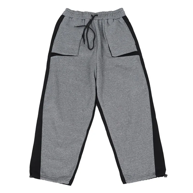 XUXI 2021 Spring Autumn Women Movement Pants Loose Tie Feet Color Matching Fashion Slim Gray Harem Pants Trousers E1832