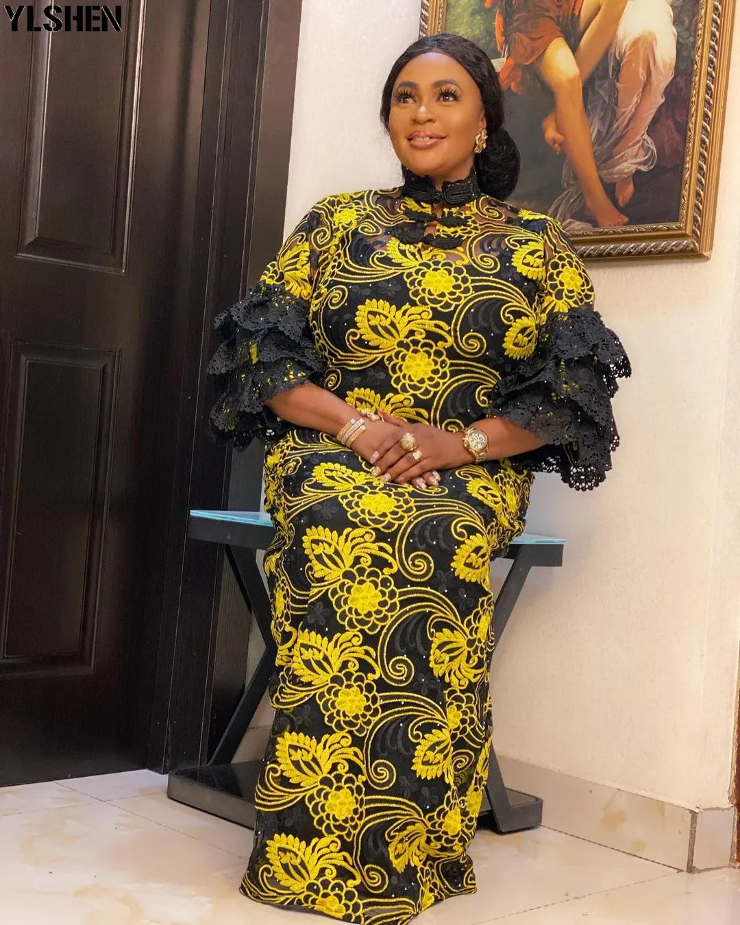 Африканские платья для женщин 2021 Новая африканская одежда Дашики кружева Grand Boubou