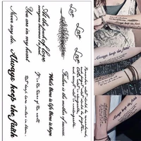 waterproof temporary english word sexy romantic tattoo stickers black letters feather body art tattoos dropshipping