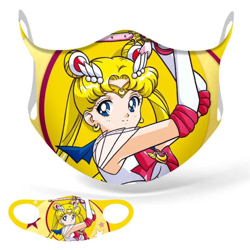 

New Anime Sailor Moon Cosplay Mask Kawaii Tsukino Usagi Luna Cotton Washable Sports Street Women Girl Half Face Dust-Proof Masks