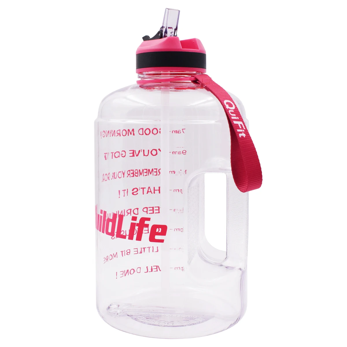 Pink Logo BuildLife 1 галлон бутылка для воды с соломенным маркером времени 3.78л 128 унций BPA бесплатно пластиковая большая емкость фитнес спорт воды кувшин - Цвет: Pink Logo