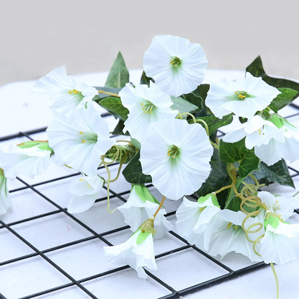 Fake Morning Glory Simulation Petunia Wedding Home Decor Artificial Flowers Fence Window Greenery Leaf Plants | Дом и сад