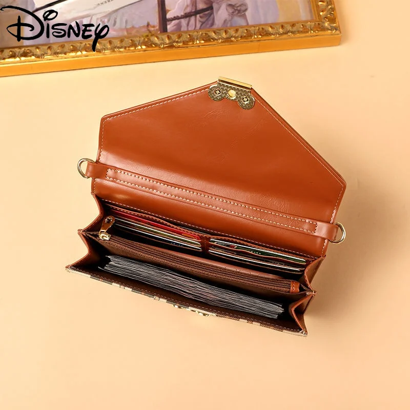 

Disney ladies fashion casual large-capacity plaid mobile phone bag simple and cute cartoon Pooh one-shoulder messenger bag