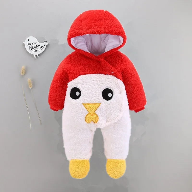 Коралловые детские комбинезоны из флиса Зимняя Теплая Одежда для новорожденных