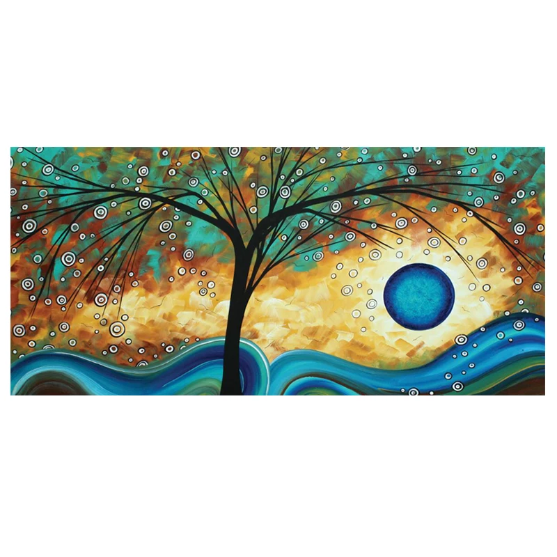 

Abstract Tree Sunset Wave Oil Painting on Canvas Poster and Prints Scandinavian Wall Art Picture for Living Room