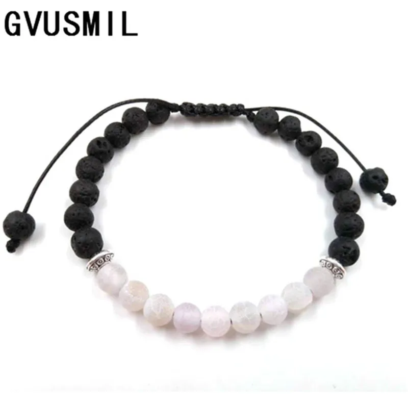 Lava Stone Bead регулируемый браслет для мужчин 6 мм тибетский Будда мала-Йога