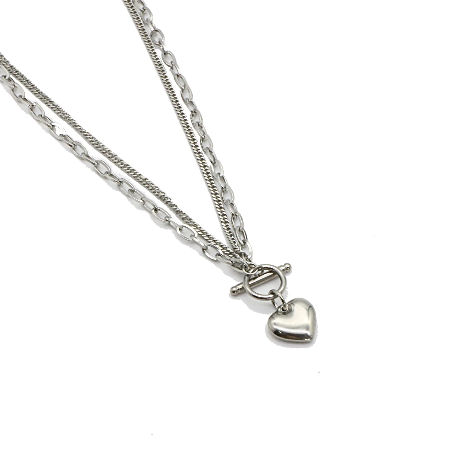 

The new personality love double titanium steel chain hip-hop pendant necklace female contracted fashion heart clavicle