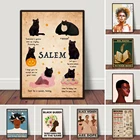 Черная кошка ведьма постер Хэллоуин Тыква Черная Королева холст печать живопись винтажное настенное искусство для гостиной домашний декор