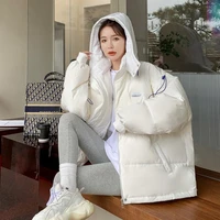 warm thicken women loose bread down parkas and jacket for winter ladies coat loose pink blue clothes shirring