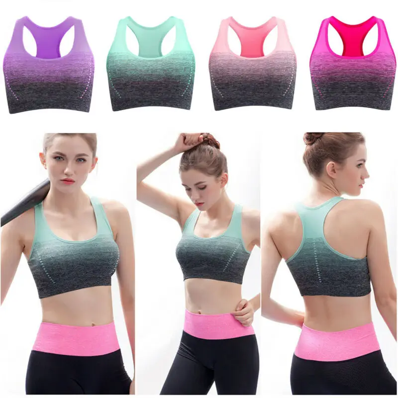 2020 Women Ladies Sports Running Bra Crop Top Vest Stretch Bras Padded Fitness Workout Underwear |